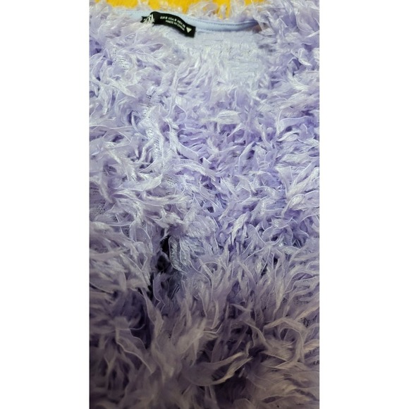 Fuzzy Cropped Blouse - Shaggy Knit Pullover - Lavender Purple - Size S - Picture 8 of 8